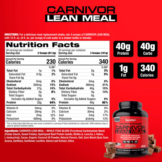 MuscleMeds texturay polvo CARNIVOR primer plano, ingrediente fino y soluble