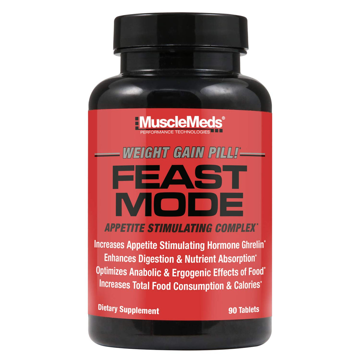 MuscleMeds frasco frontal mostrando etiqueta y cantidad para identificación rápida