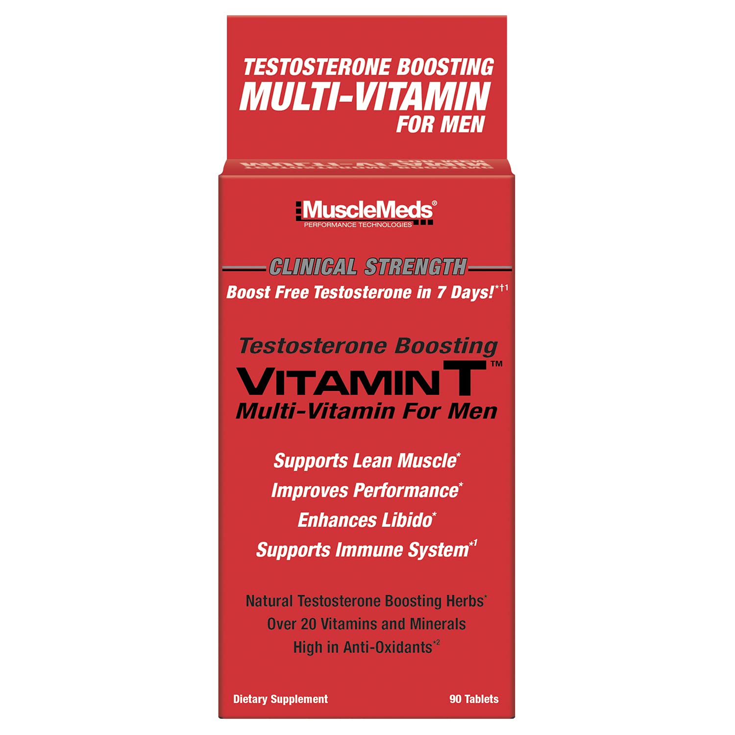 MuscleMeds Vitamin T frente del envase mostrando la marca y beneficio diario