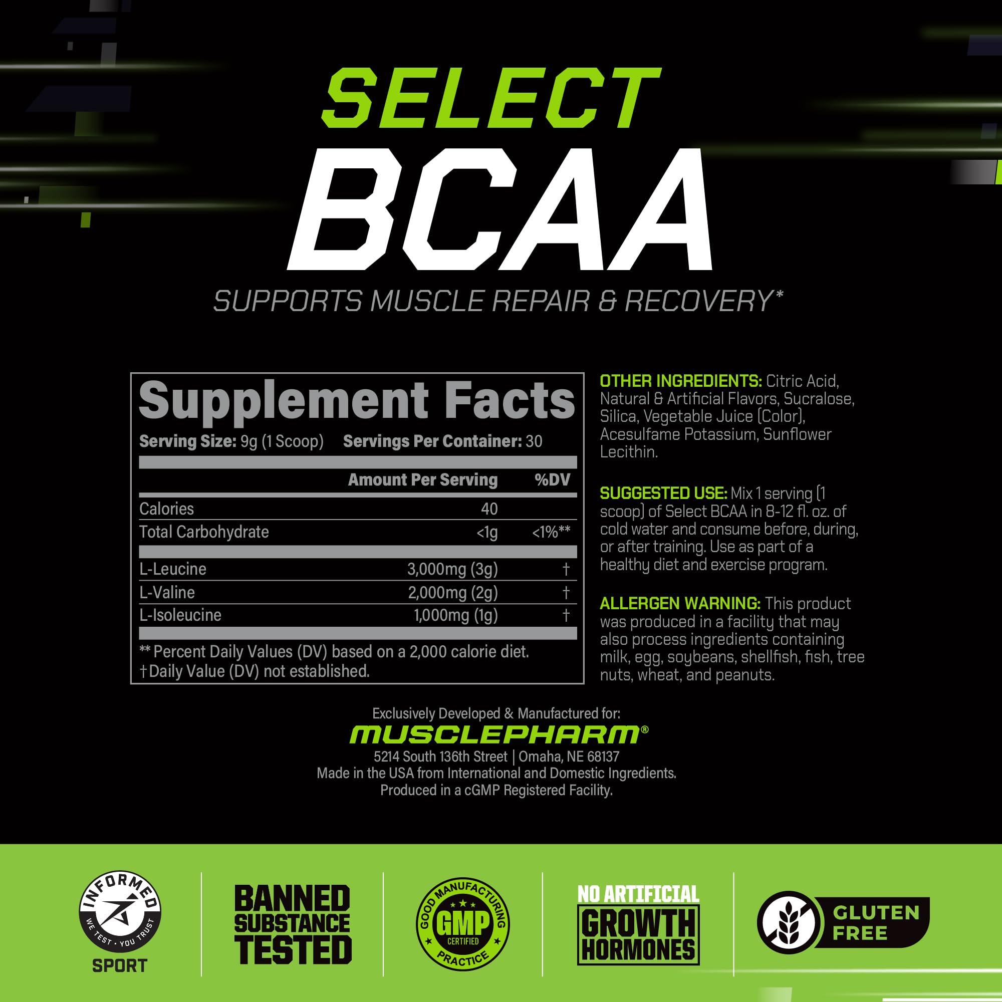 Vaso con Muscle Pharm BCAA mezclado listo para beber, ofreciendo energía y recuperación inmediata