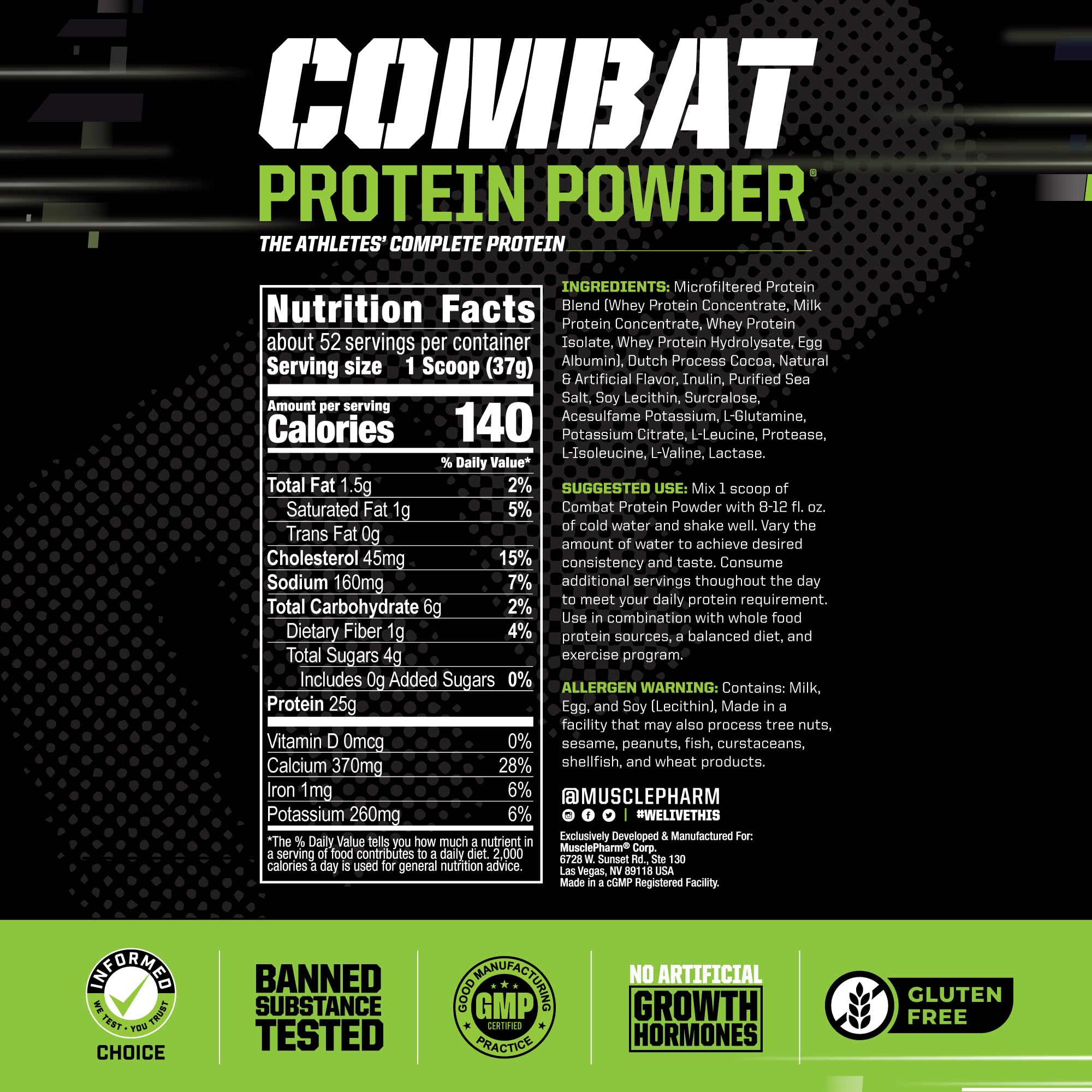 MusclePharm textura del polvo fina para mezcla rápida y cremosa