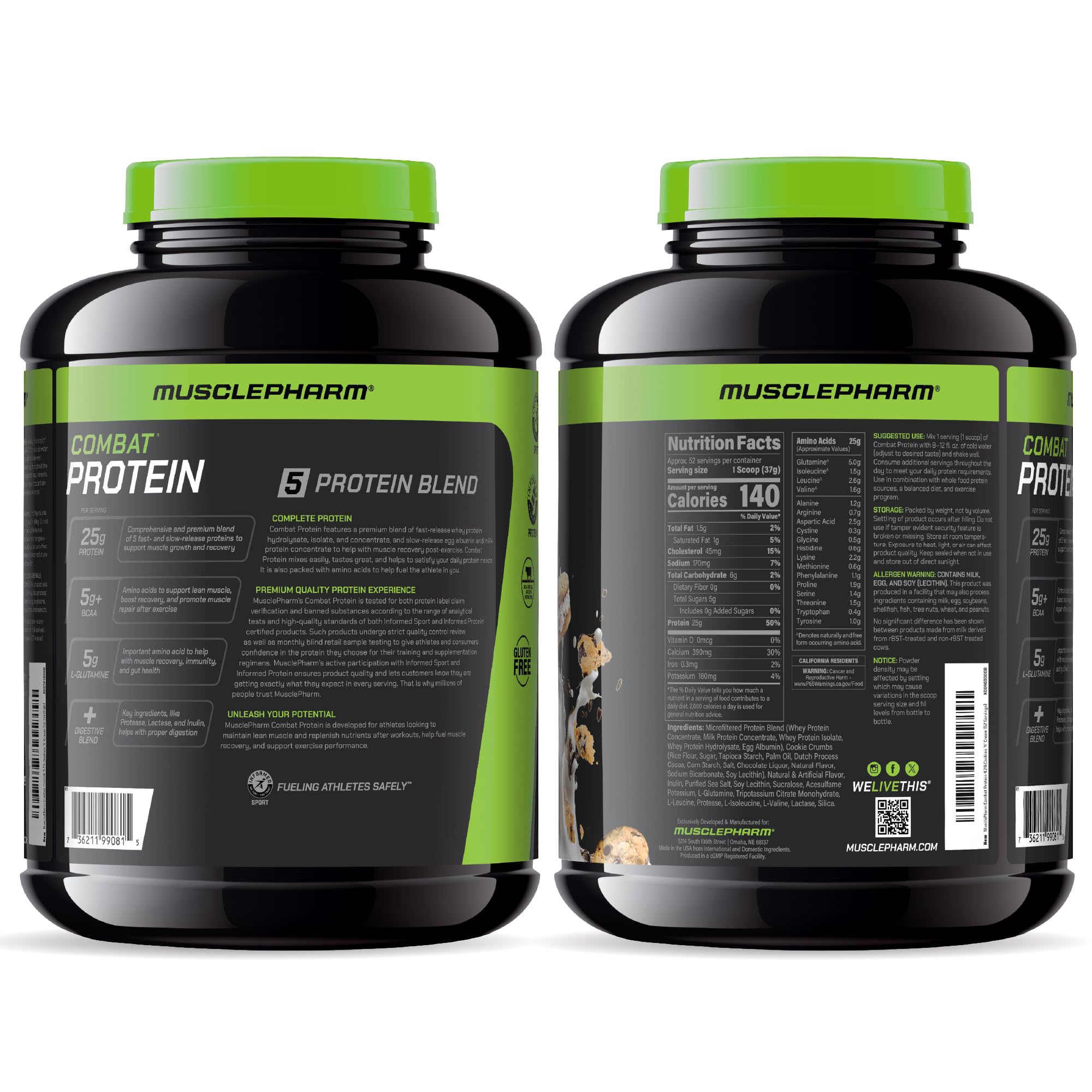 Muscle Pharm en mochila de gimnasio junto a pesas, apoyo para entrenamientos