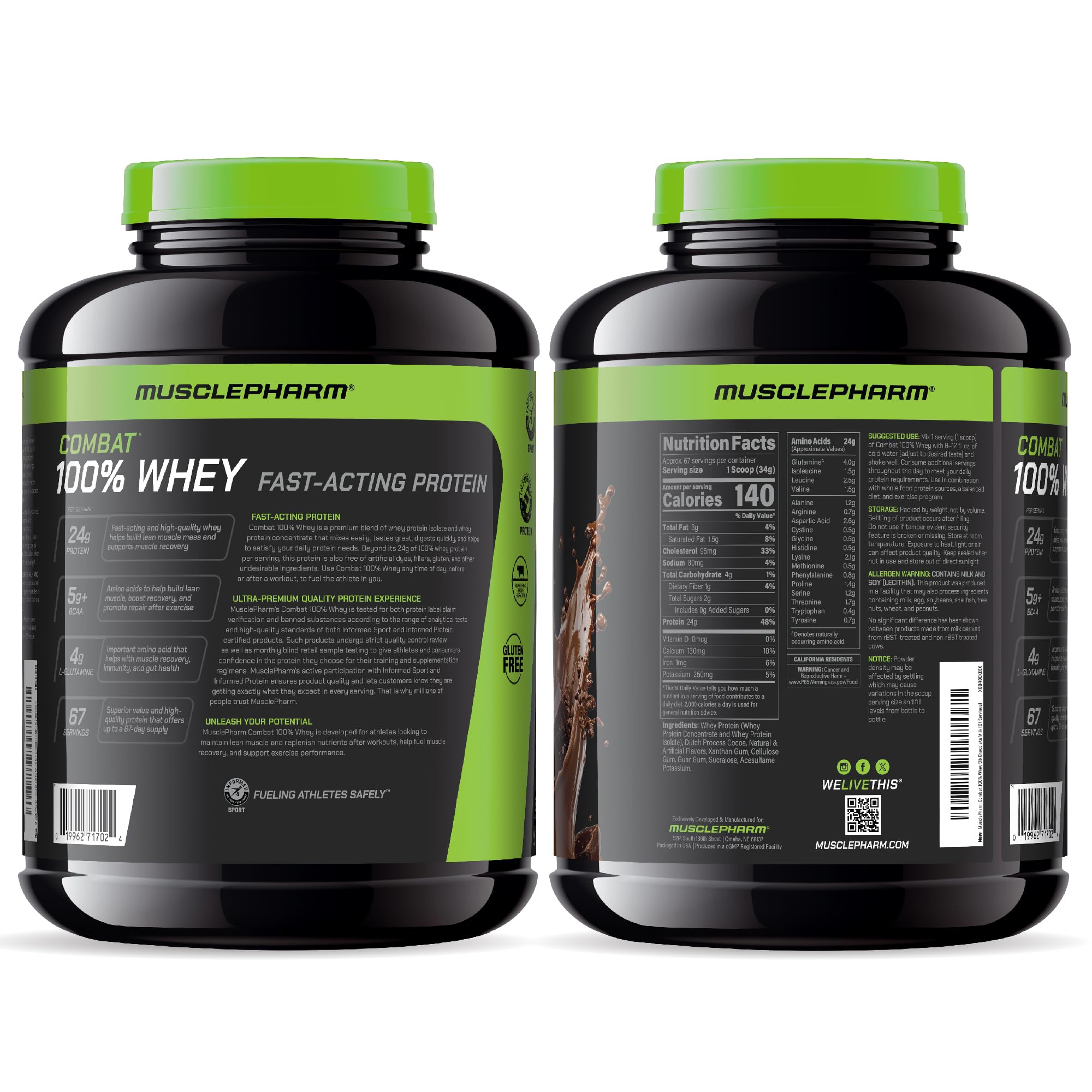 MusclePharm batido en ambiente post-entreno junto a pesas, recuperación y practicidad