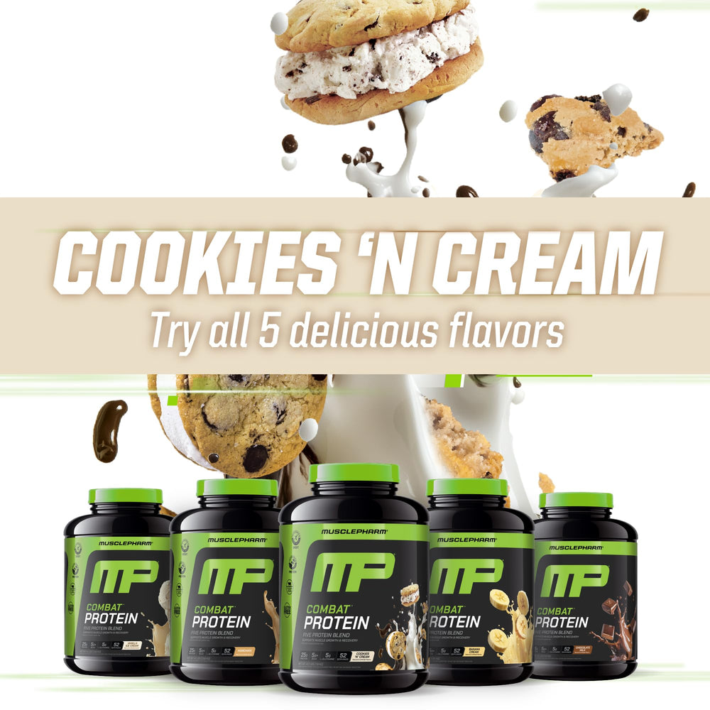 Muscle Pharm envase junto a una pesa, muestra volumen y tamaño real