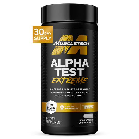 MuscleTech AlphaTest vista frontal del envase con información clara