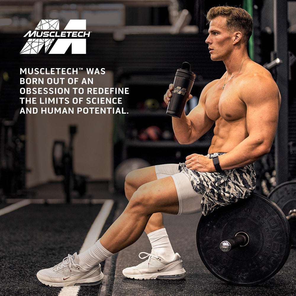 MuscleTech AlphaTest en ambiente de gimnasio mostrando energía y enfoque