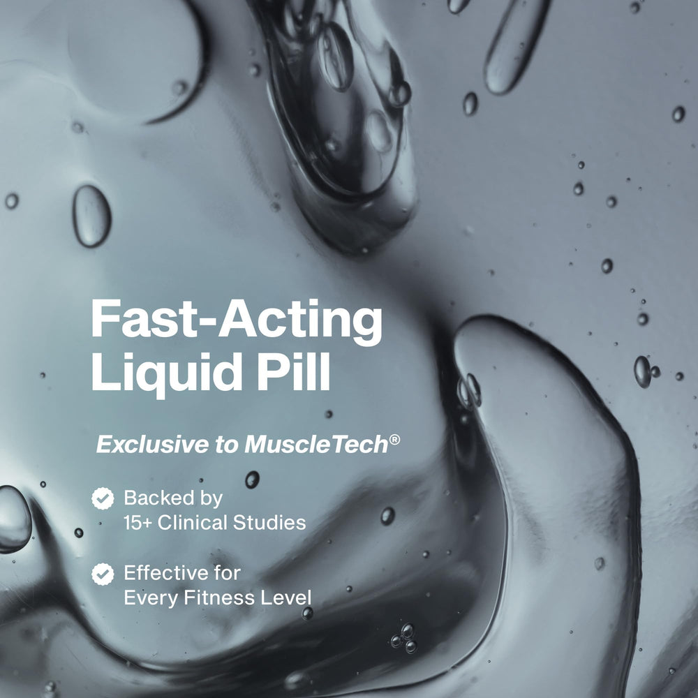 MuscleTech primer plano de una cápsula blanda para rápida absorción