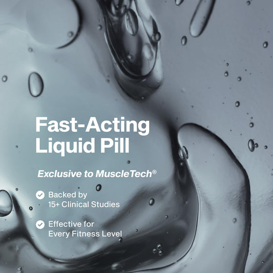 MuscleTech primer plano de una cápsula blanda para rápida absorción