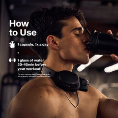 MuscleTech comparación de tamaño con mancuerna que sugiere uso deportivo