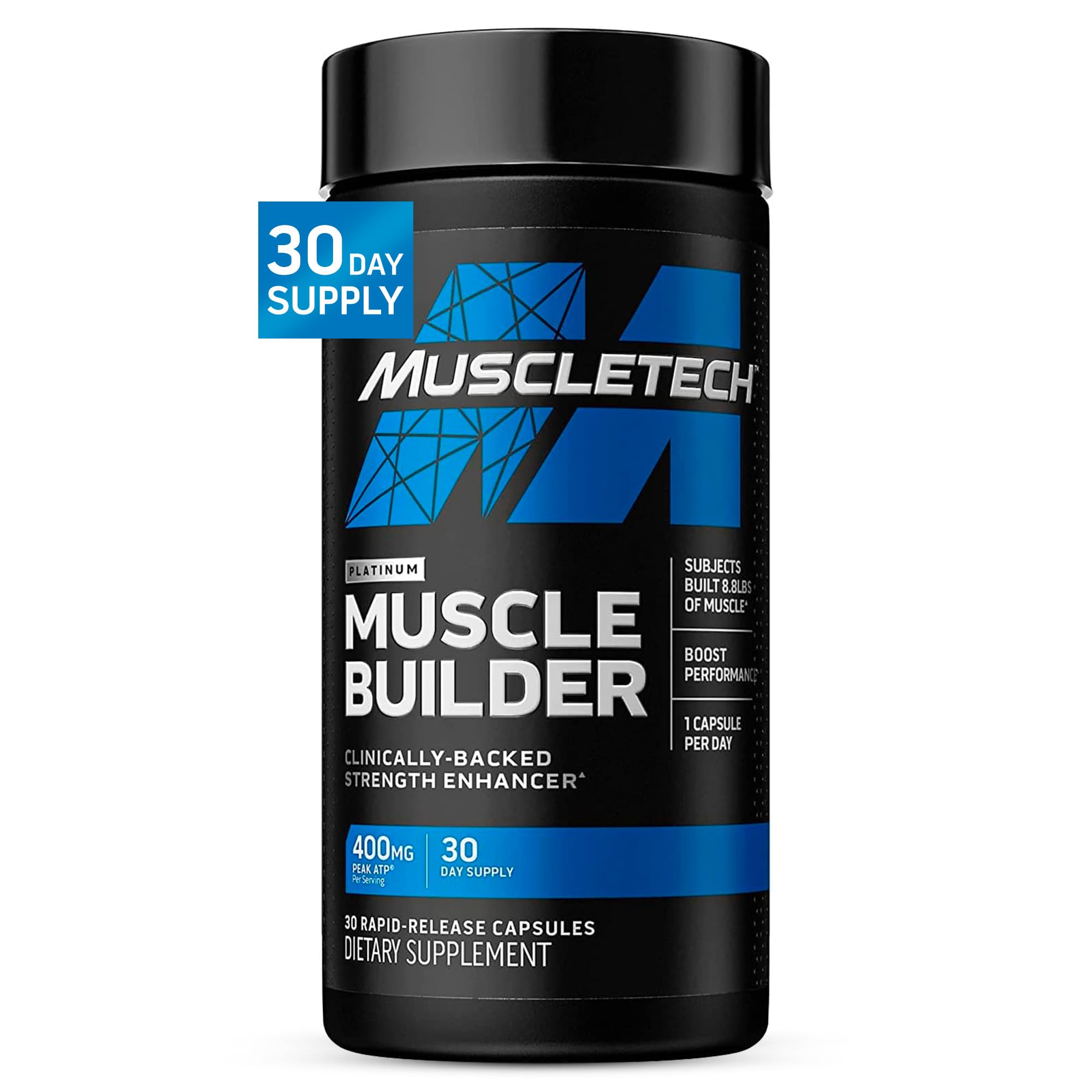 MuscleTech frontal del envase mostrando marca y beneficio de rendimiento