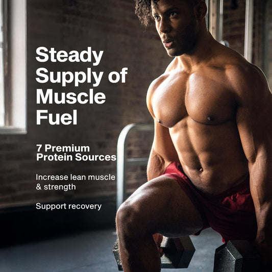 Muscletech polvo textura fina en primer plano para mezcla fácil