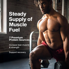 Muscletech polvo textura fina en primer plano para mezcla fácil