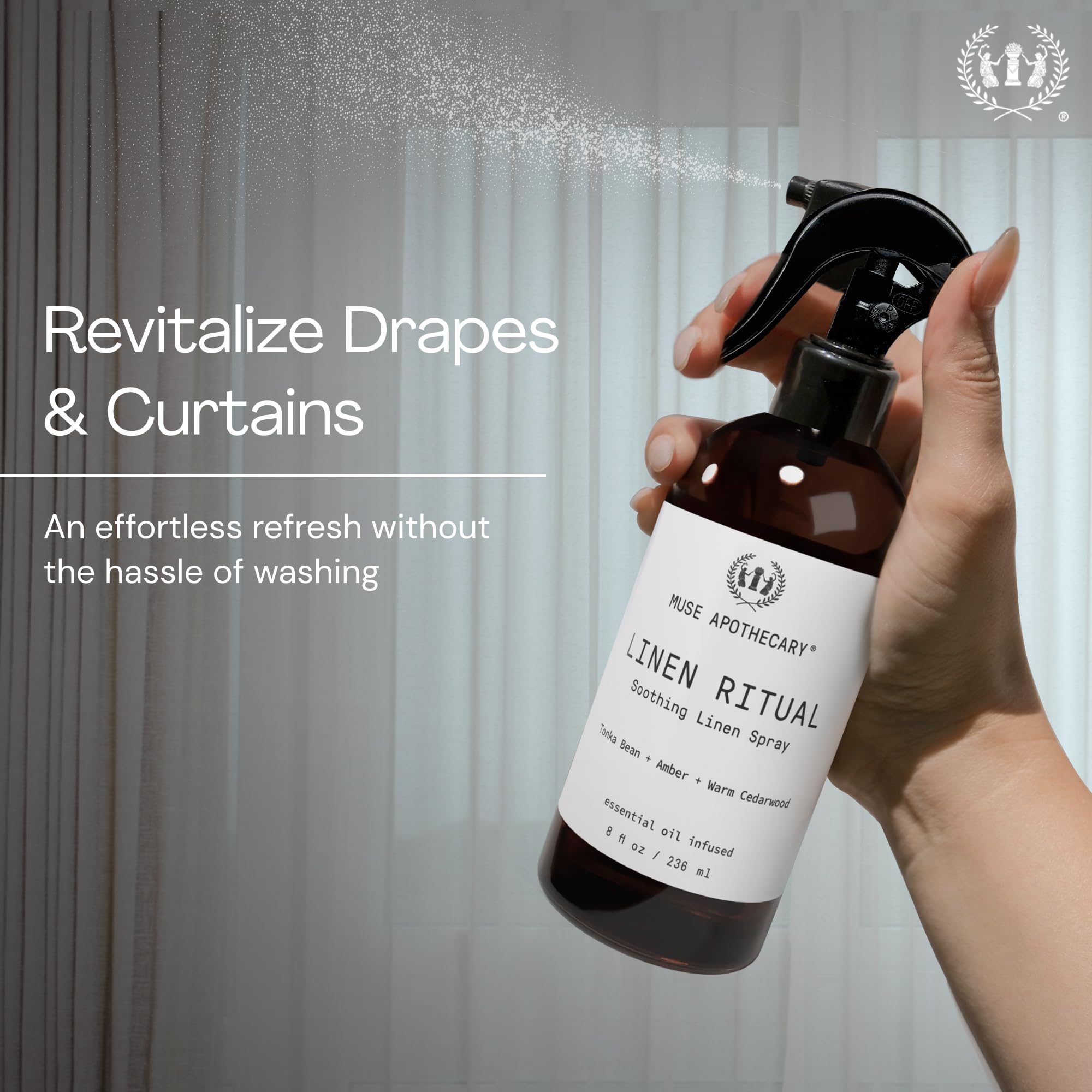 Muse Apothecary spray sobre sábanas para descanso más calmado