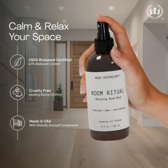 Muse Apothecary etiqueta con lista de ingredientes naturales y símbolos de certificación