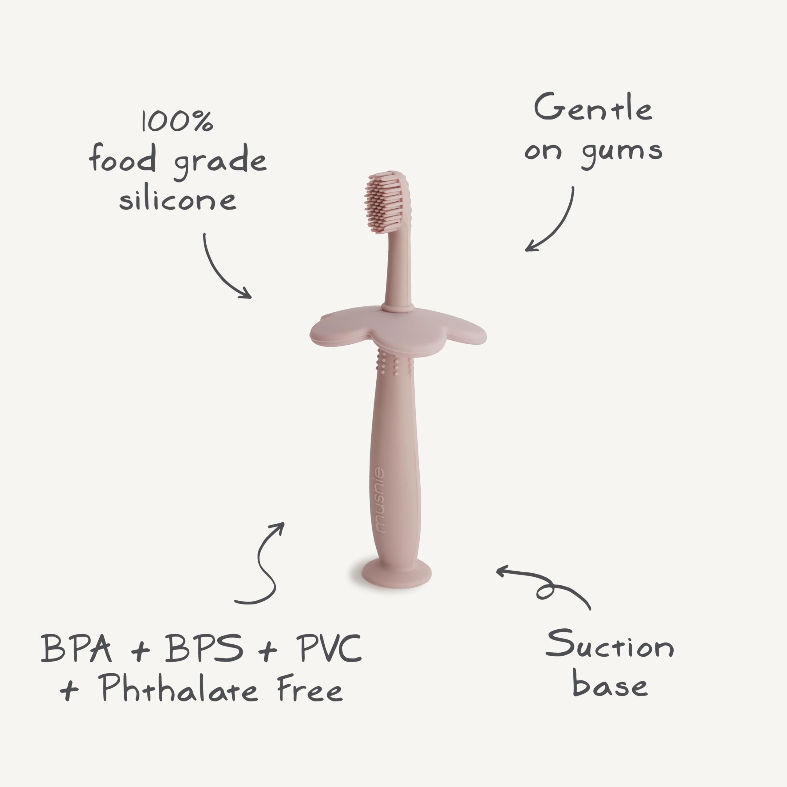 mushie cepillo en baño muestra estética y uso diario cómodo