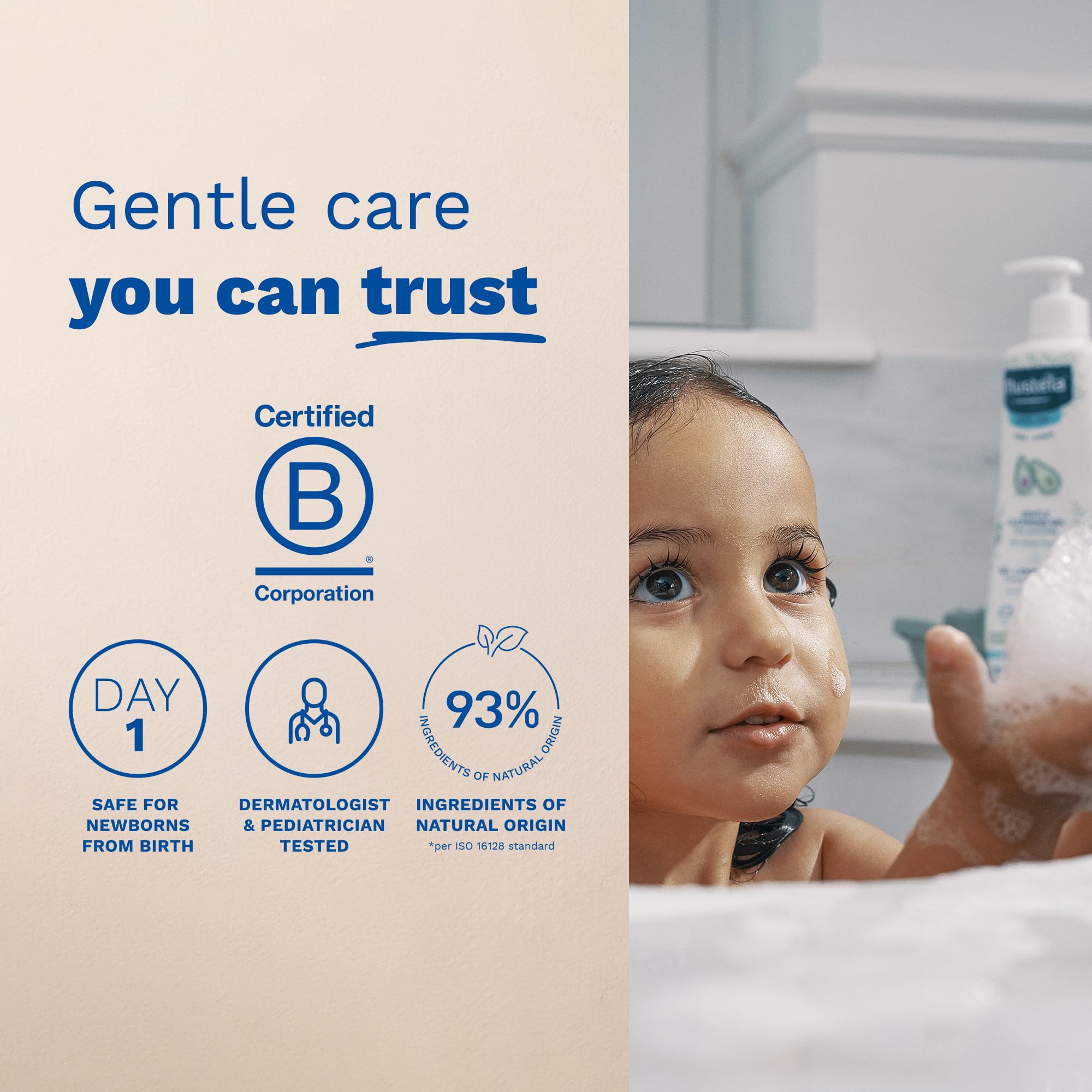 Mustela envase con bomba aplicando fácil dosificación segura