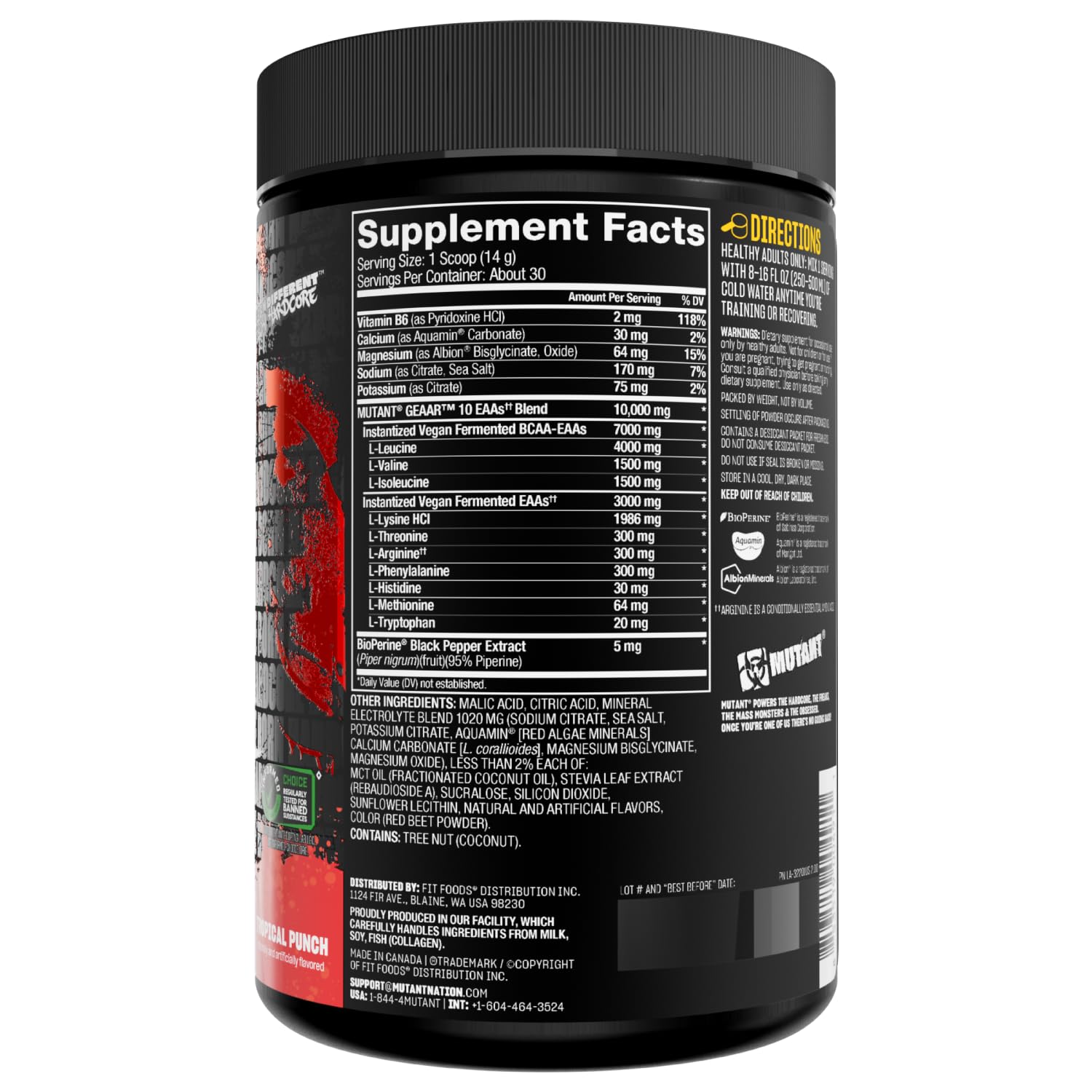 Mutant GEAAR ingredientes clave: agua de coco y Aquamin alga roja