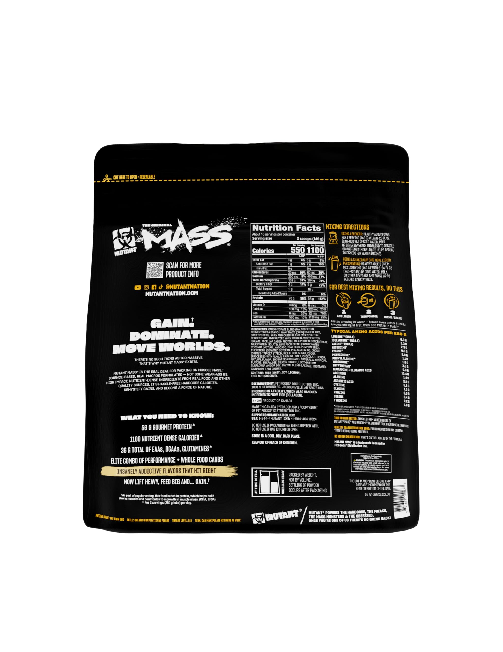 Escena lifestyle Mutant Mass en cocina para apoyar objetivos de volumen