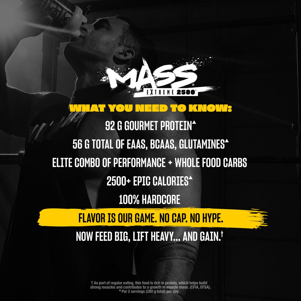 Mutant Mass etiqueta nutricional, información clara de proteínas y calorías