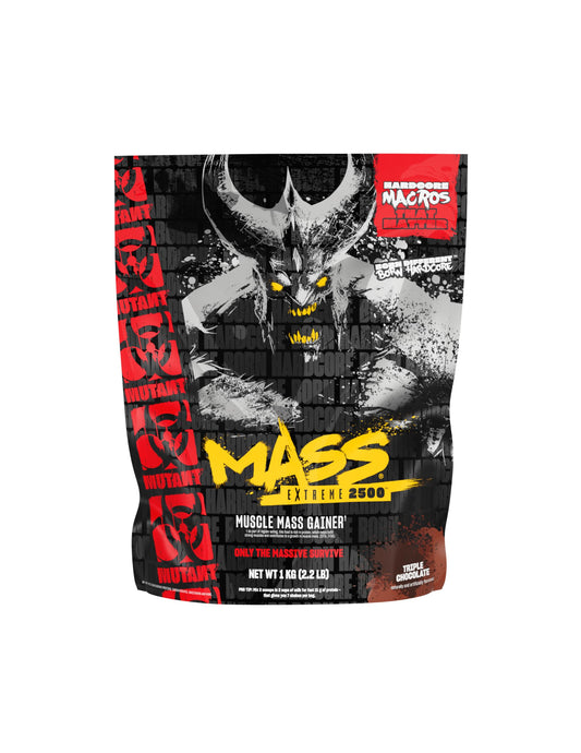 Mutant Mass frente del envase mostrando etiqueta y beneficios nutricionales