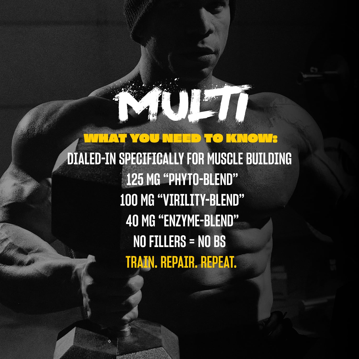 Suplemento Mutant Multi en mano tras entrenamiento ayuda a la recuperación