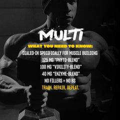 Suplemento Mutant Multi en mano tras entrenamiento ayuda a la recuperación