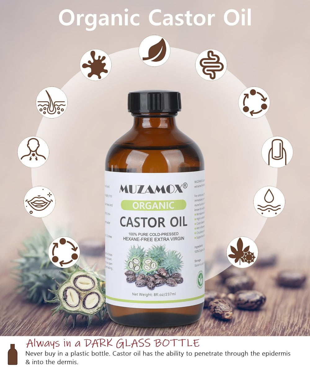 MUZAMOX botella de vidrio ámbar 237 ml, protección del aceite y calidad