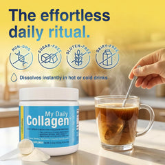 My Daily Collagen — envase abierto mostrando 30 servicios por frasco