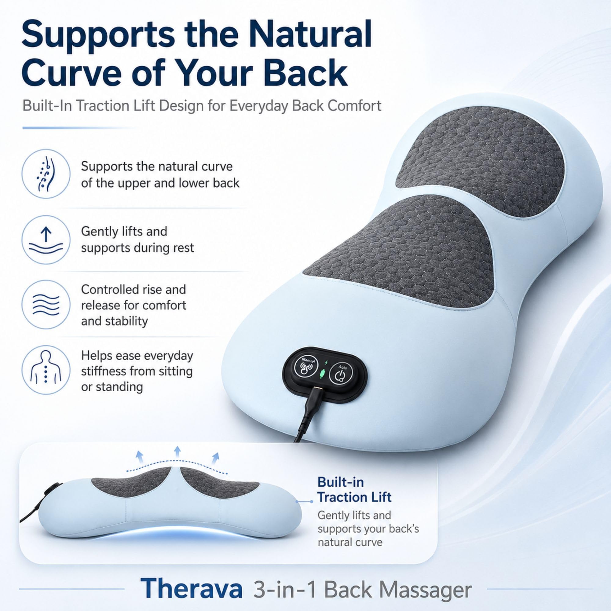 My Soothe Lab elevación por aire enfocando la zona lumbar, tracción controlada