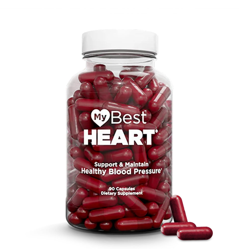 My Best Heart envase frontal mostrando 90 cápsulas y beneficios circulatorios