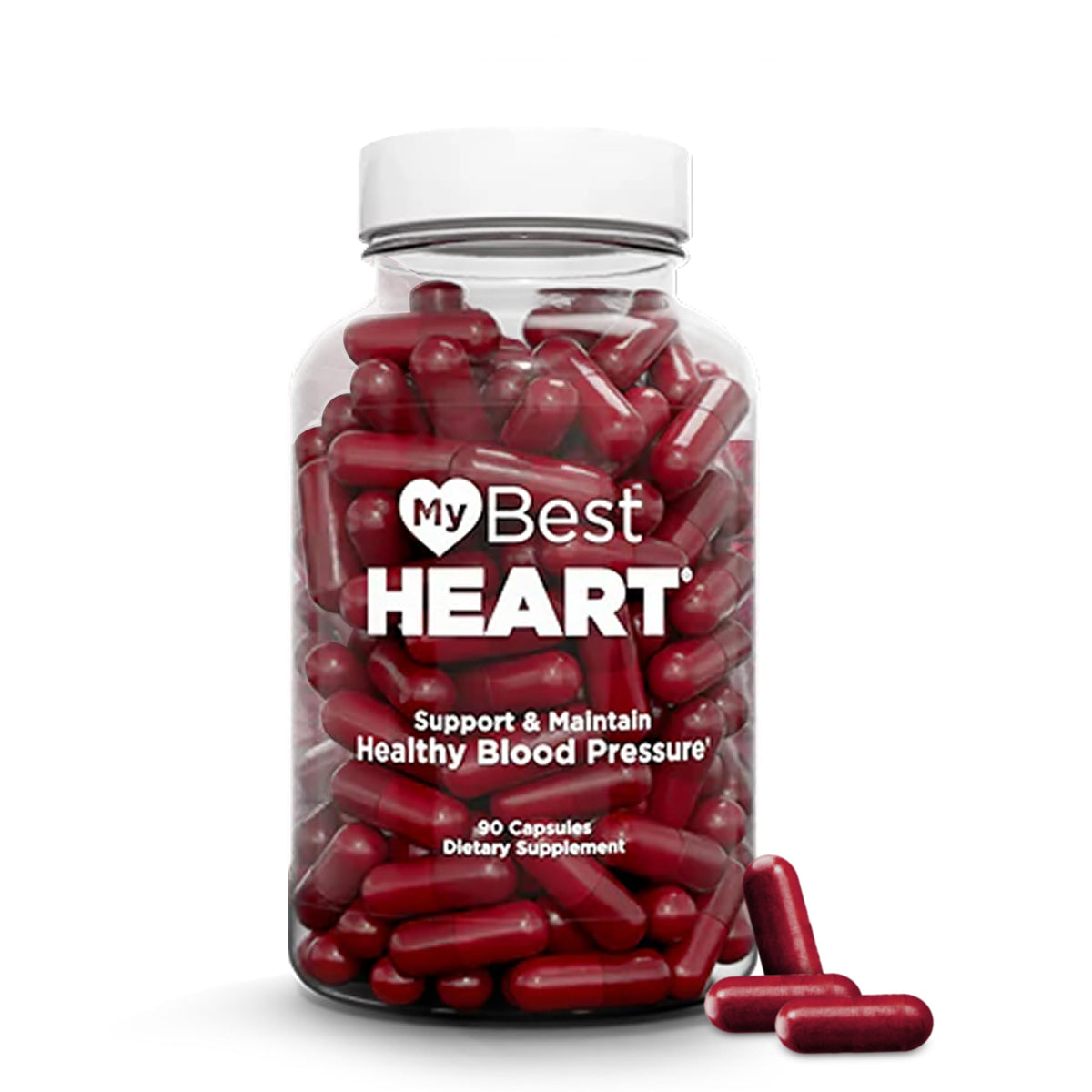 My Best Heart envase frontal mostrando 90 cápsulas y beneficios circulatorios