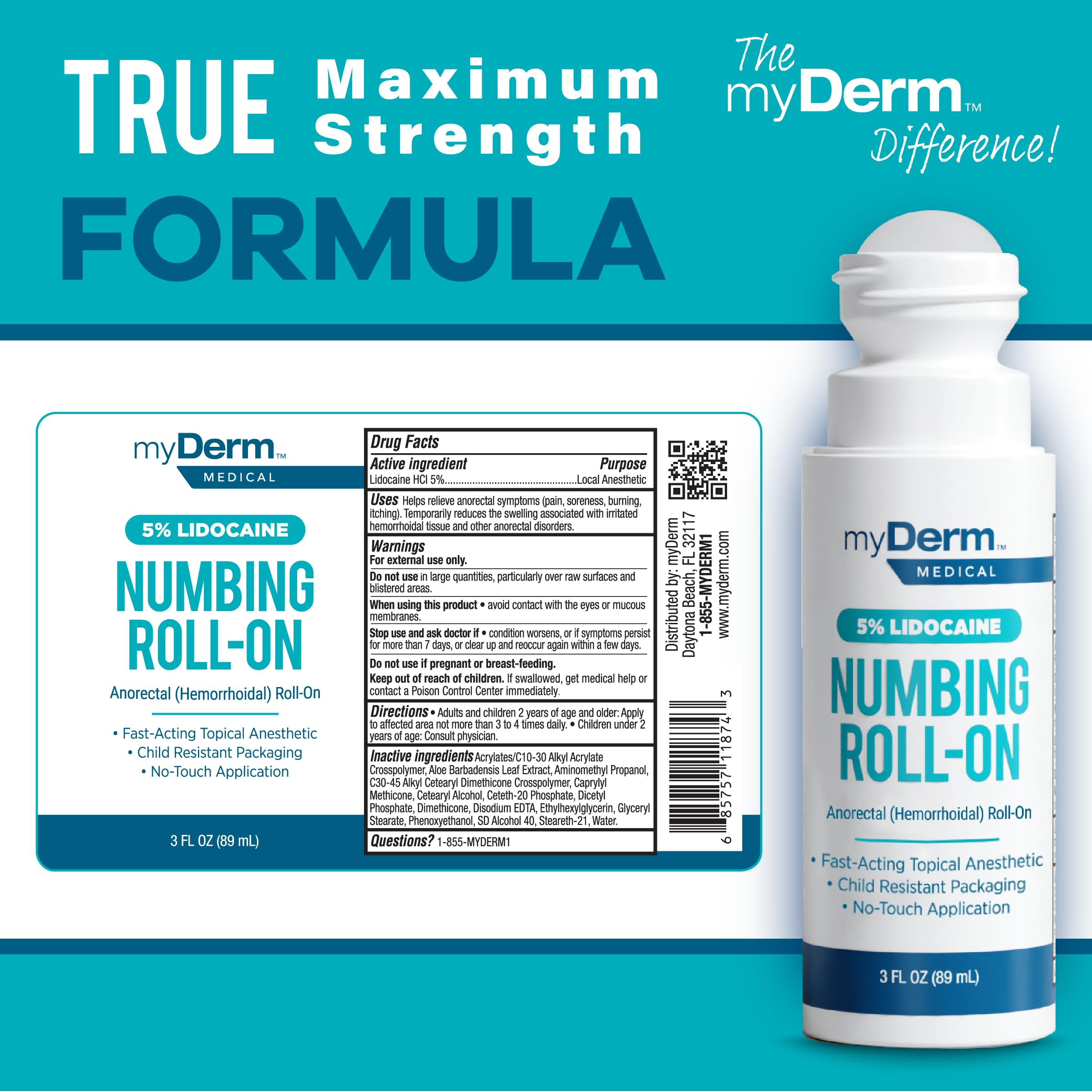 Myderm detalle de la bola aplicadora para uso higiénico y preciso