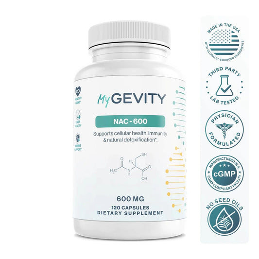 MyGevity cápsula vegetal mostrando tamaño y formulación pura