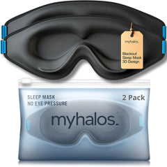 myhalos antifaz frontal mostrando diseño 3D y bloqueo total de luz