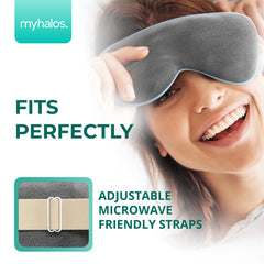 myhalos comparada con una mano para mostrar tamaño portátil y práctico