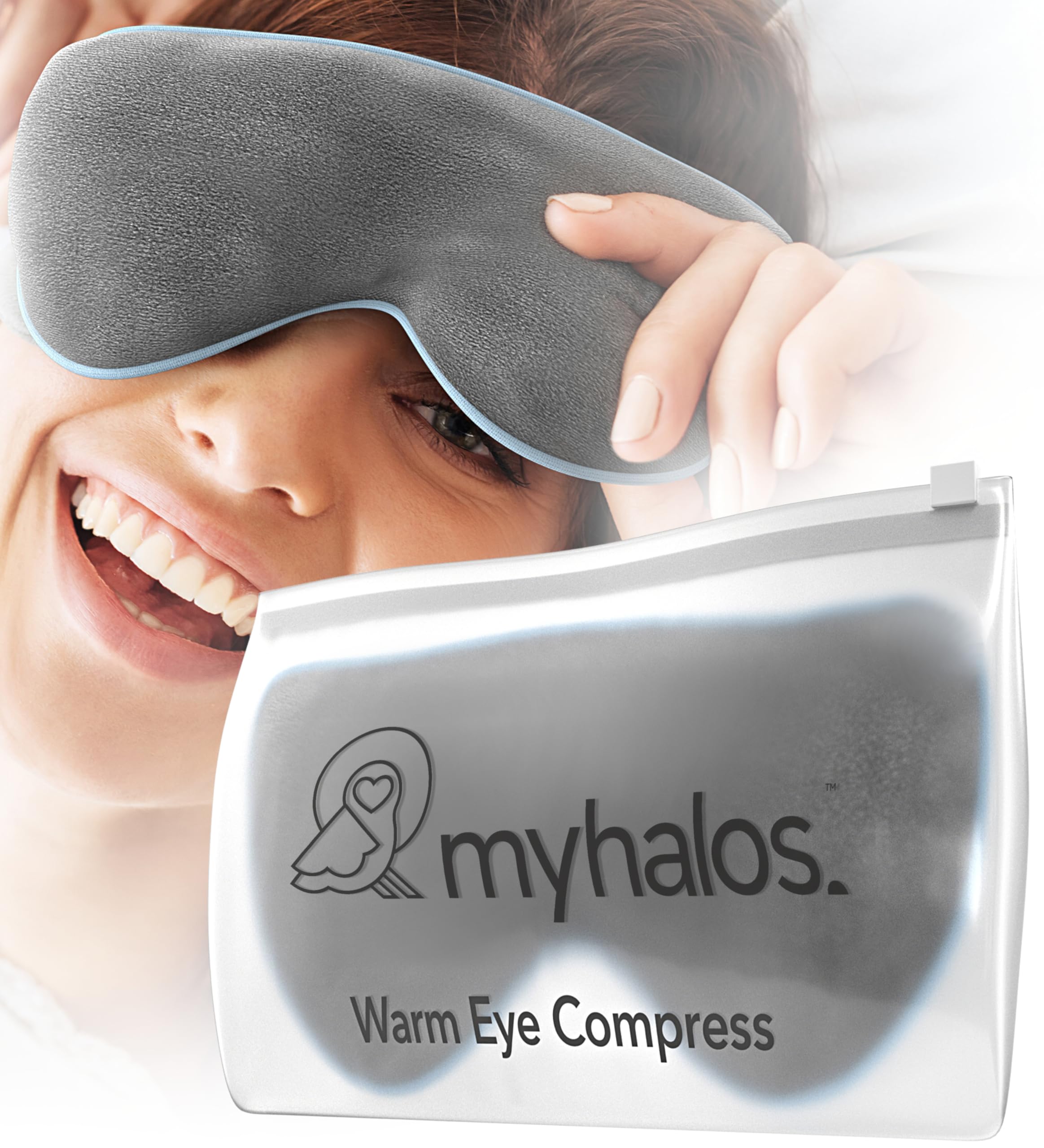 myhalos vista frontal del empaque y máscara mostrando aspecto y presentación