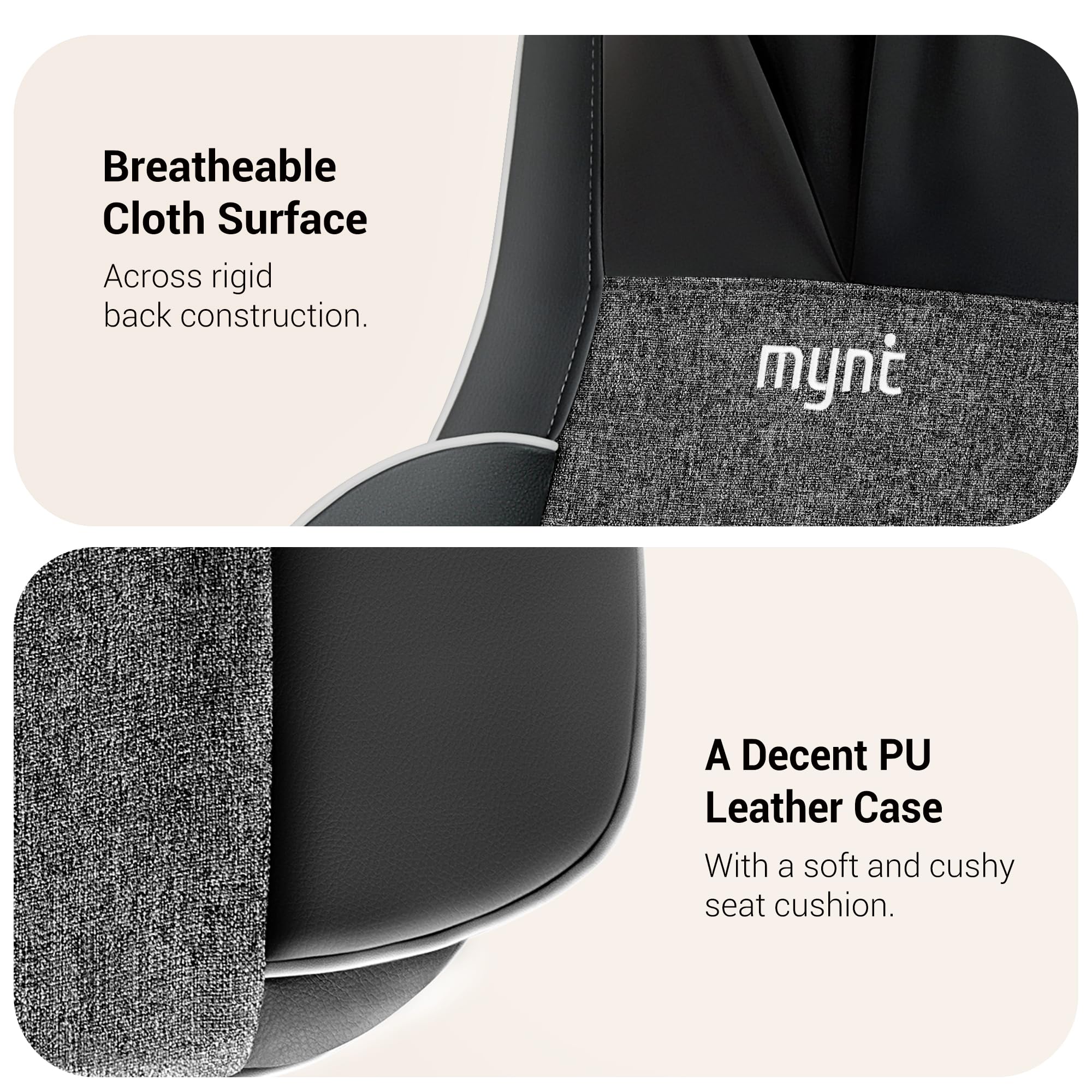 Mynt comparación de tamaño junto a una silla para visualizar escala y ajuste del usuario