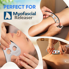 Myofascial Releaser junto a objeto para comparar tamaño práctico
