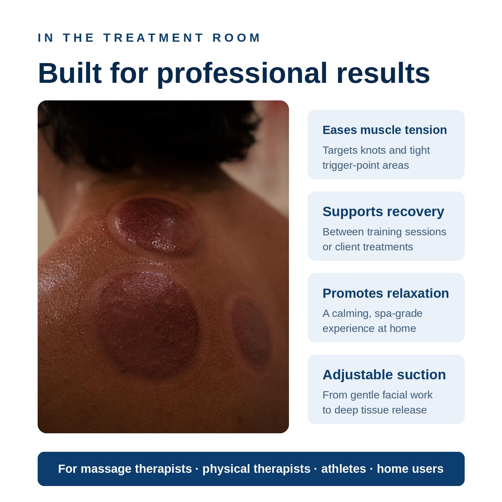 Myofascial Releaser variedad de tamaños de copas para zonas grandes y pequeñas