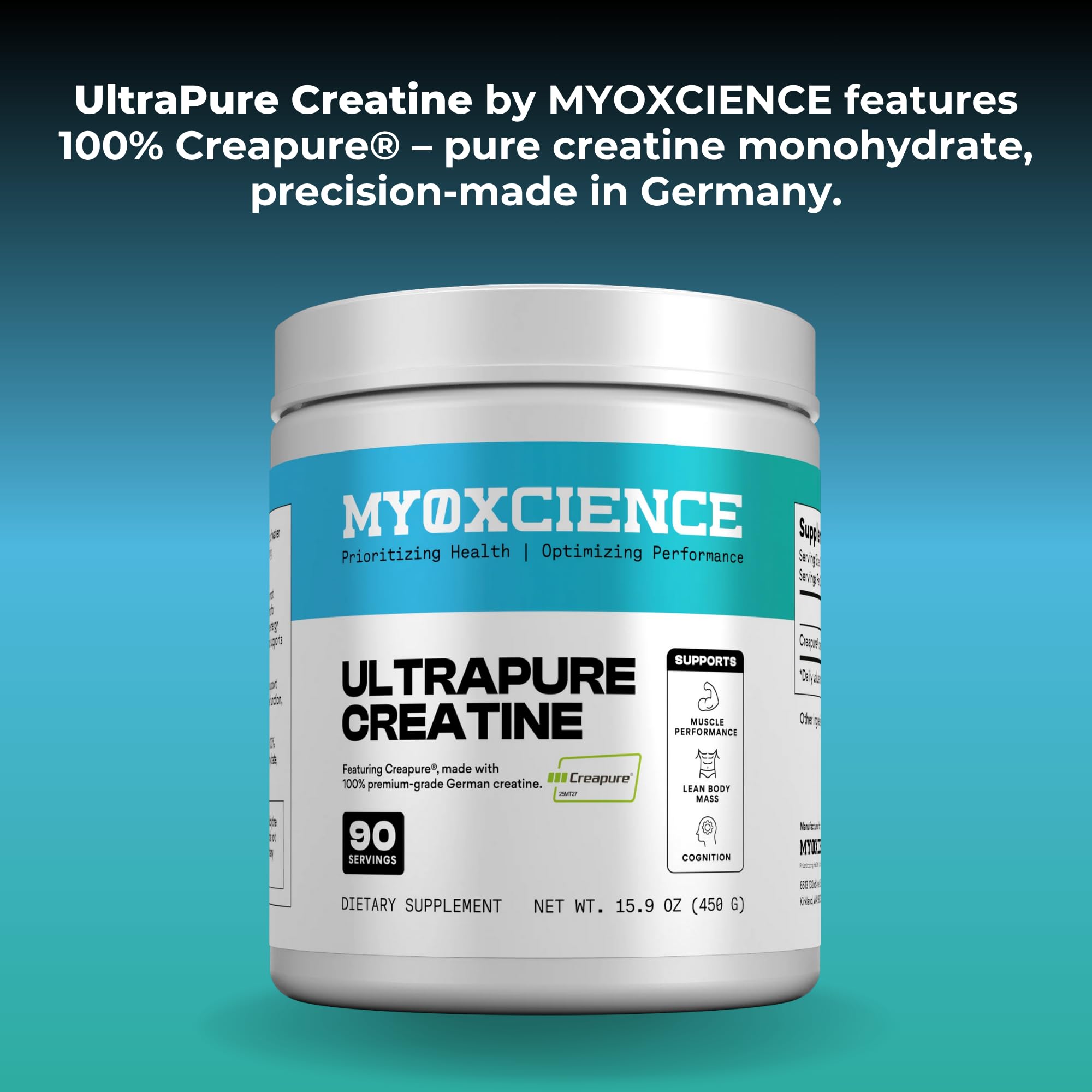 MYOXCIENCE Creapure cuchara de medida, dosificación precisa y práctica
