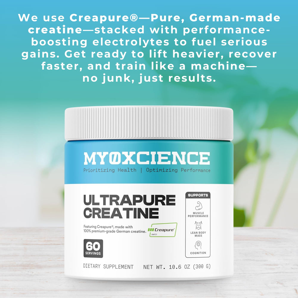 MYOXCIENCE creatina en vaso lista para beber y fácil mezcla