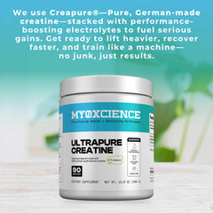 MYOXCIENCE Creapure disuelto en vaso, beneficio de rápida preparación
