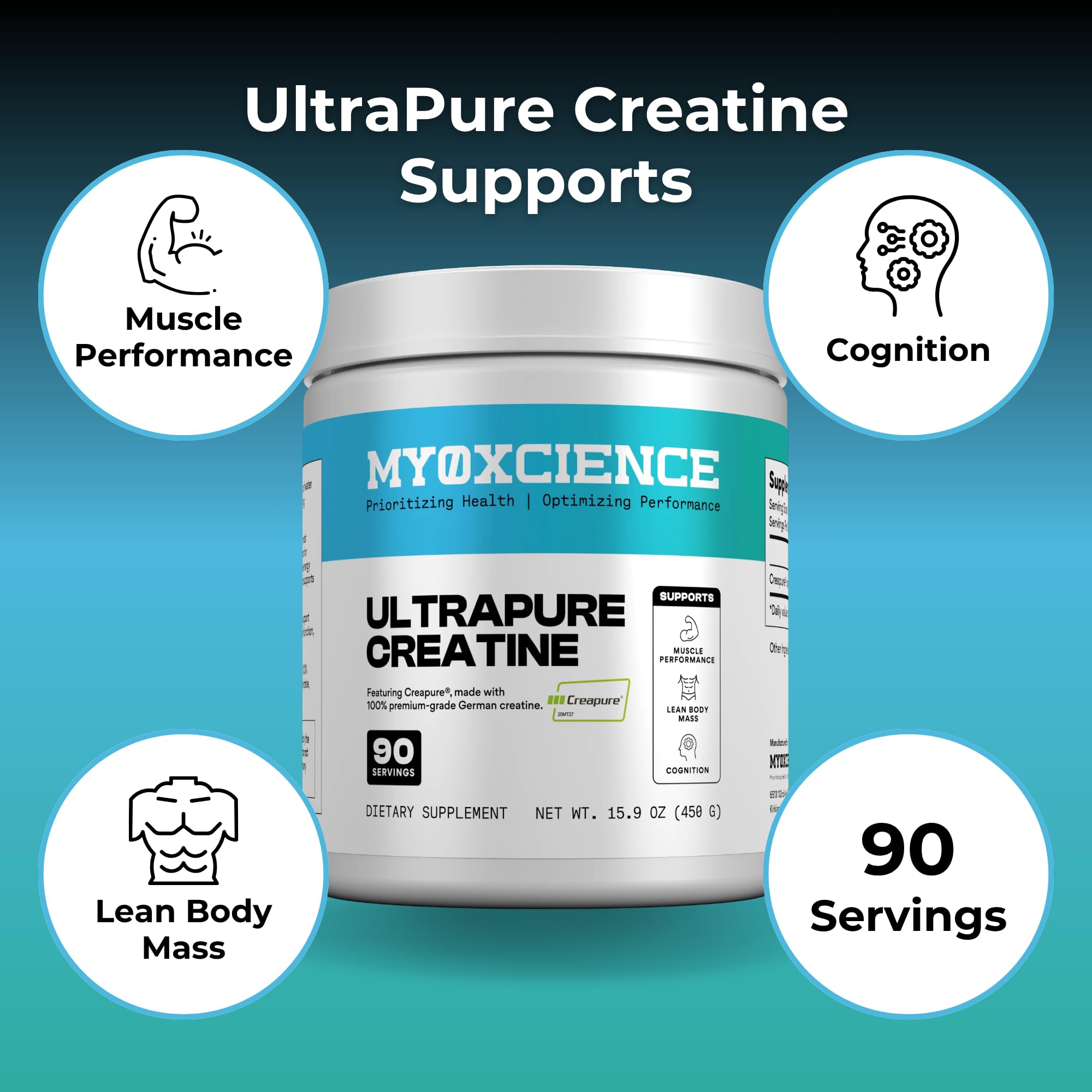 MYOXCIENCE Creapure en batido postentreno, soporte para recuperación activa