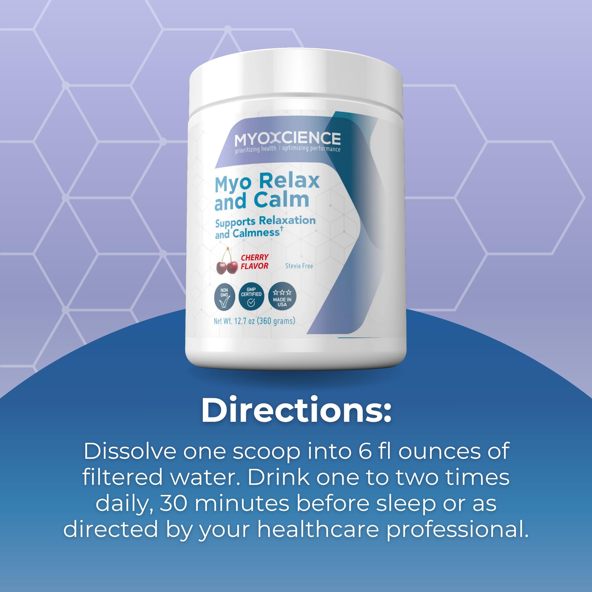 MYOXCIENCE Myo Relajación, empaque práctico para uso diario.