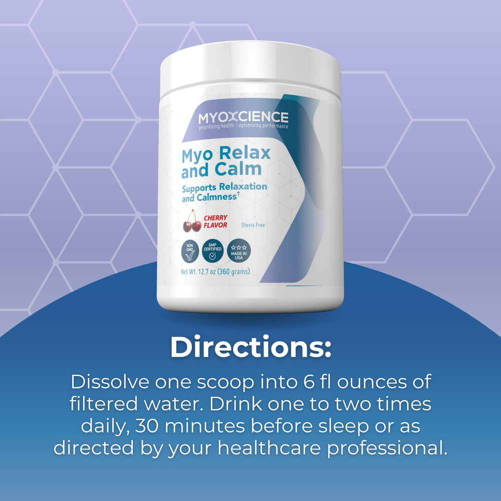 MYOXCIENCE Myo Relajación, empaque práctico para uso diario.