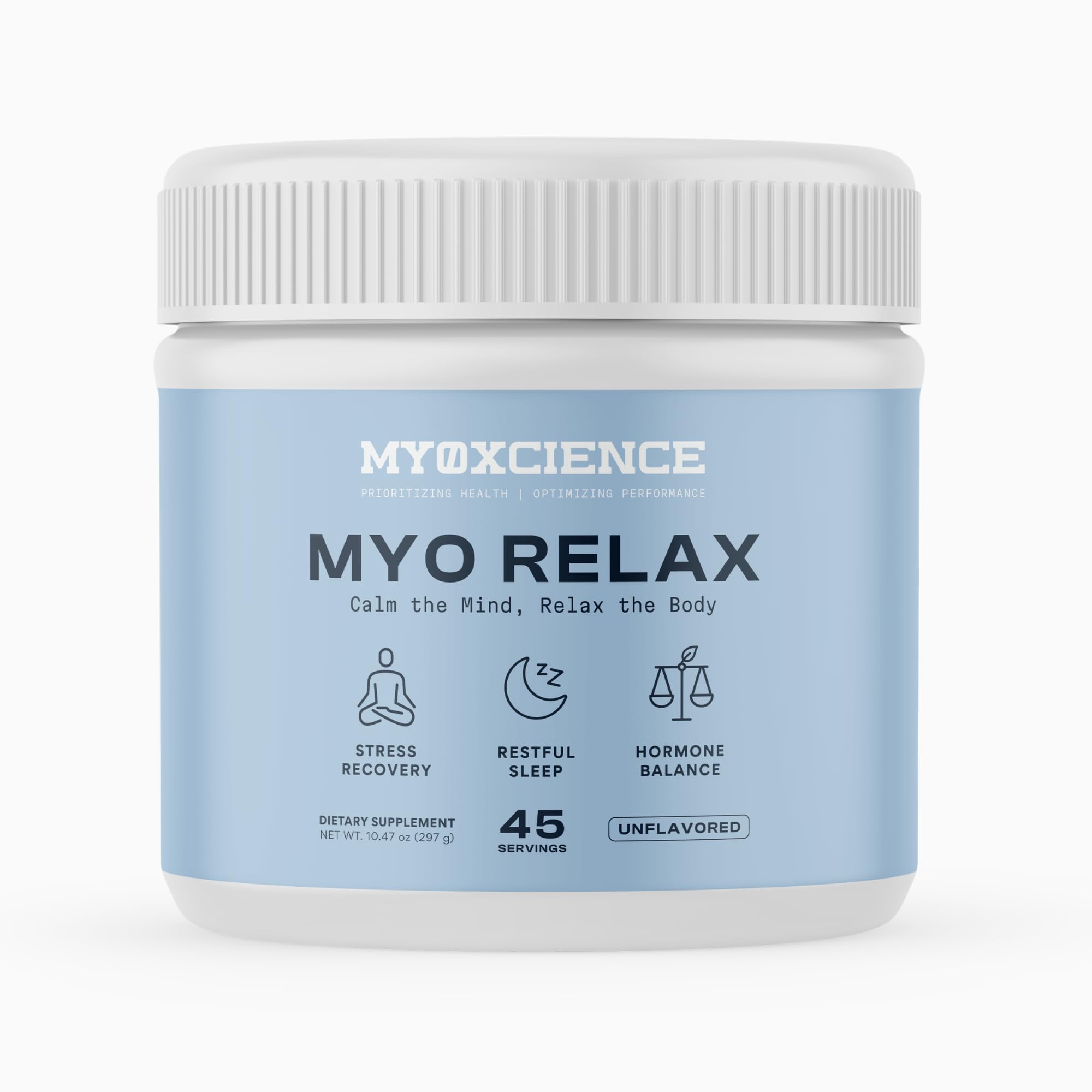 MYOXCIENCE envase frontal mostrando etiqueta y beneficios de calma