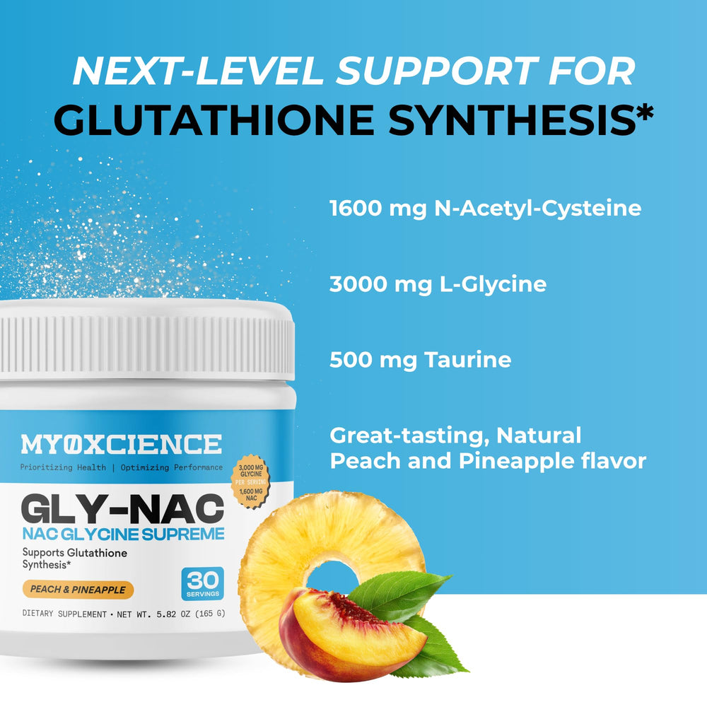 MYOXCIENCE vaso preparado sabor durazno y piña listo para beber con frescura