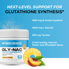 MYOXCIENCE vaso preparado sabor durazno y piña listo para beber con frescura