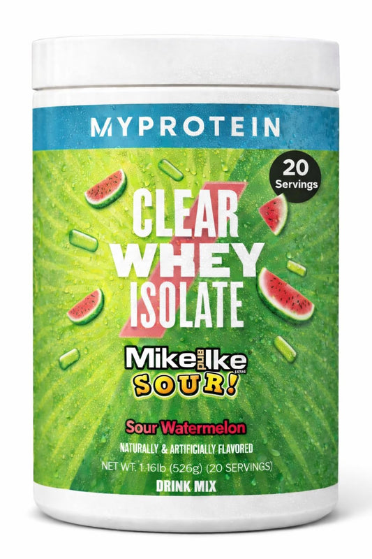 Myprotein envase frontal Sour Watermelon con etiqueta clara y beneficios