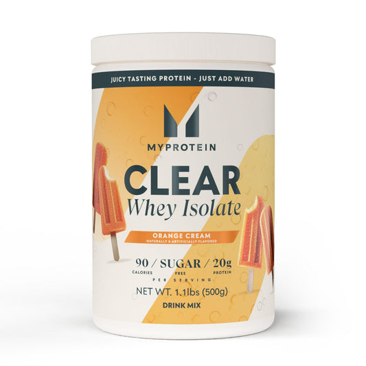 Myprotein envase frontal Orange Cream, fácil identificación y uso